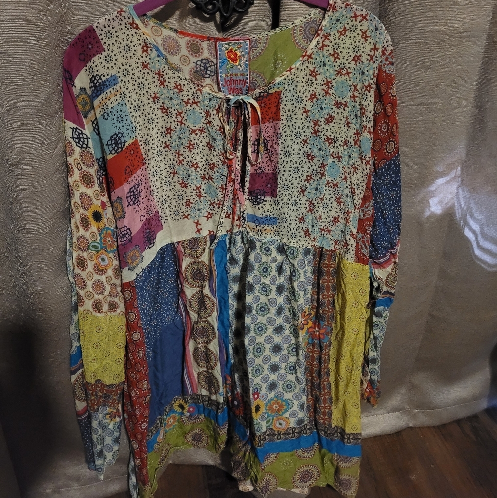 Johnny Was silk shirt XL